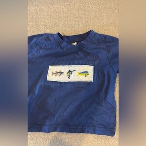 Blue Kids Short Sleeve Tee with Fish Design
